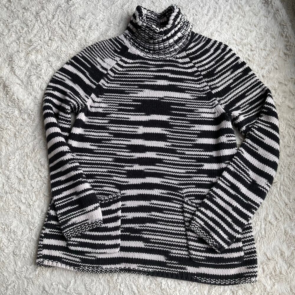 Chico's spacedye turtleneck chunky knit sweater‎ space dye black cream M - Picture 8 of 17